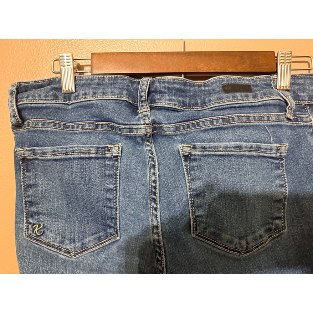 KUT from the Kloth 4 Blue Toothpick Skinny Jeans Distressed Cotton Blend Denim - Picture 7 of 8
